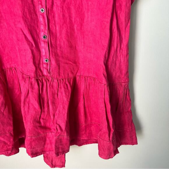 Free People Women’s Red Linen Boho Mini Swing Dress Small - Picture 8 of 9